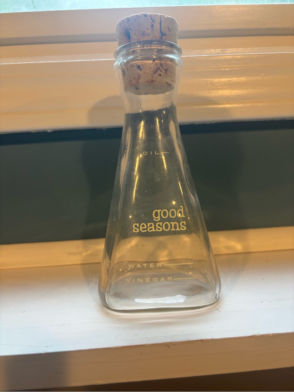 Vintage Good Seasons Glass Oil & Vinegar Dispenser with Cork Stopper